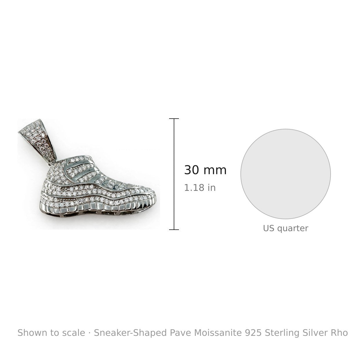 Sneaker-Shaped Pave Moissanite 925 Sterling Silver Rhodium Pendant (3)