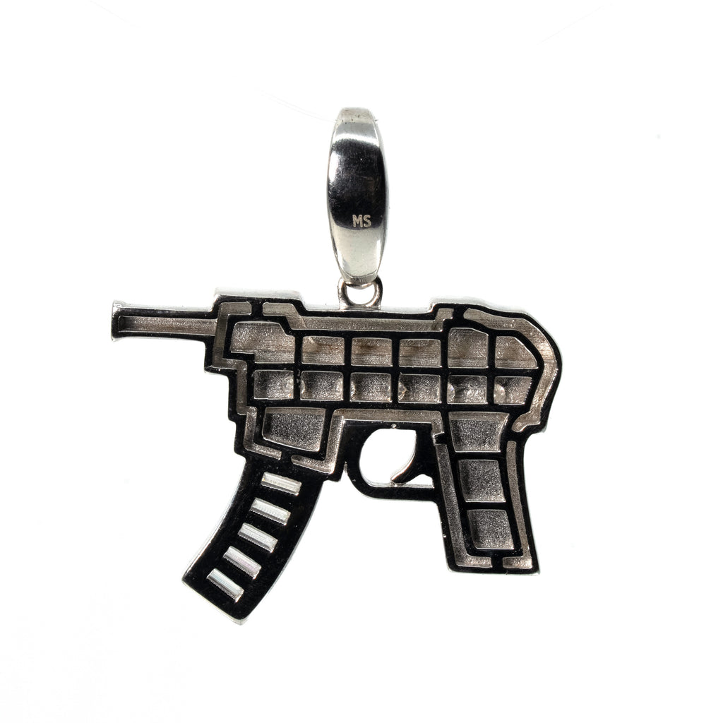 Iced Out Uzi Gun 925 Silver Pendant with 3ct Moissanite Accents (2)