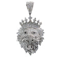 Crowned Lion Head 925 Silver Moissanite Pavé Pendant 7.8ct