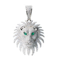 Men's 925 Sterling Silver Lion Head Pendant Moissanite, 6.5ct
