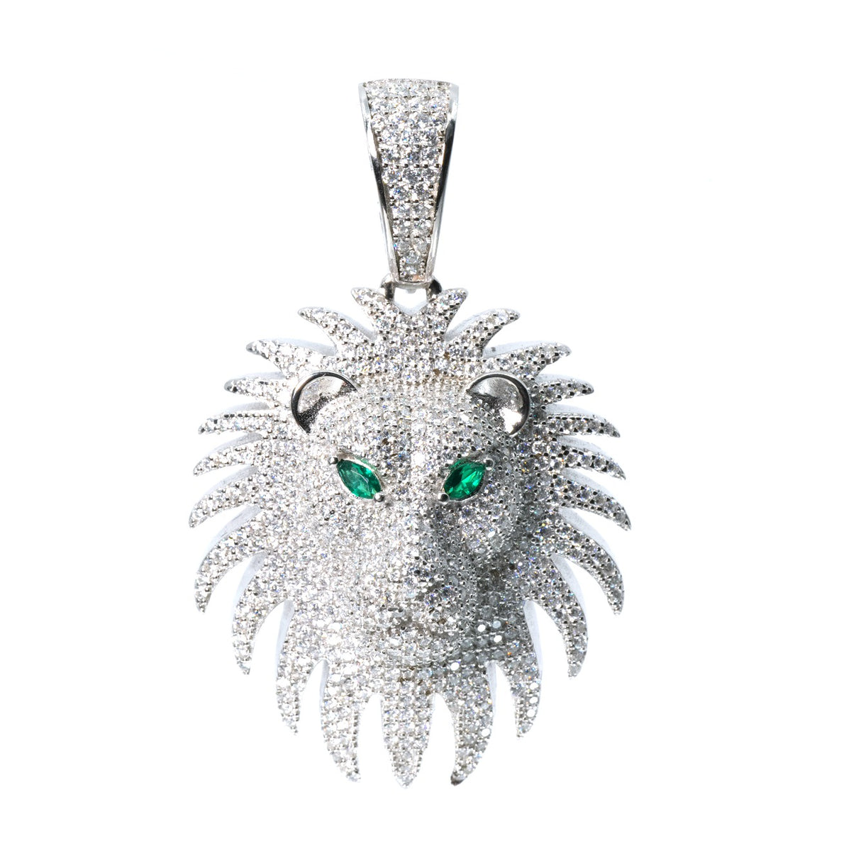 Men's 925 Sterling Silver Lion Head Pendant Moissanite, 6.5ct
