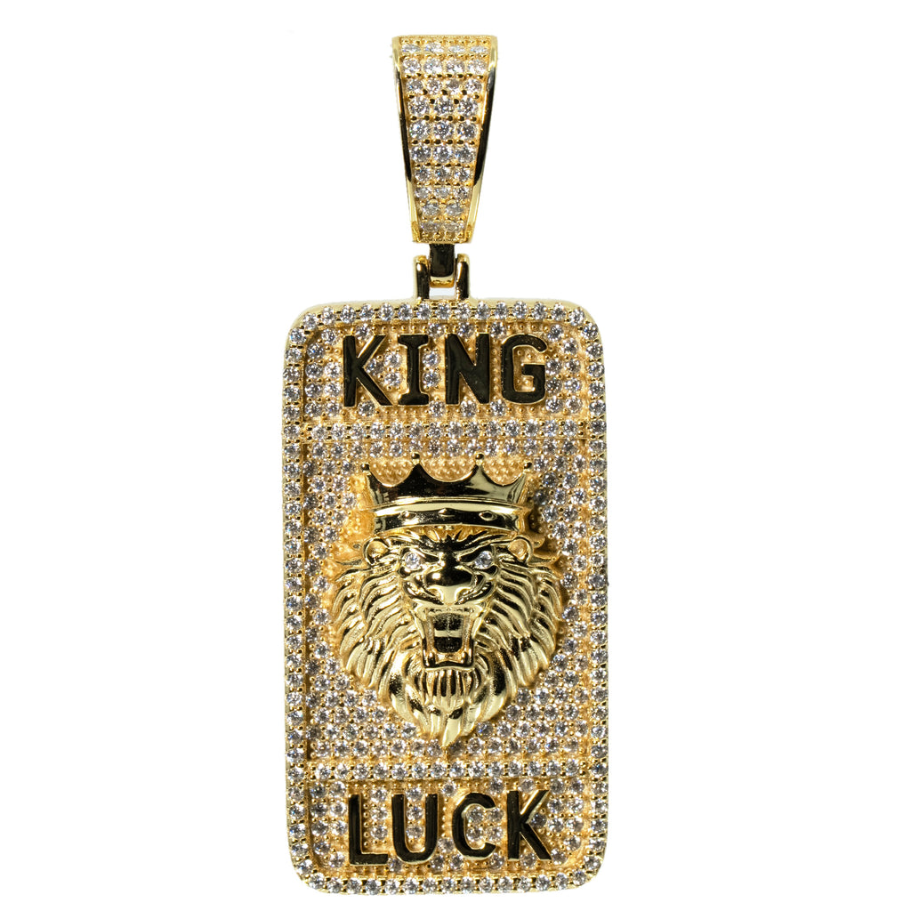 King Luck Lion Dog Tag Pendant with moissanite