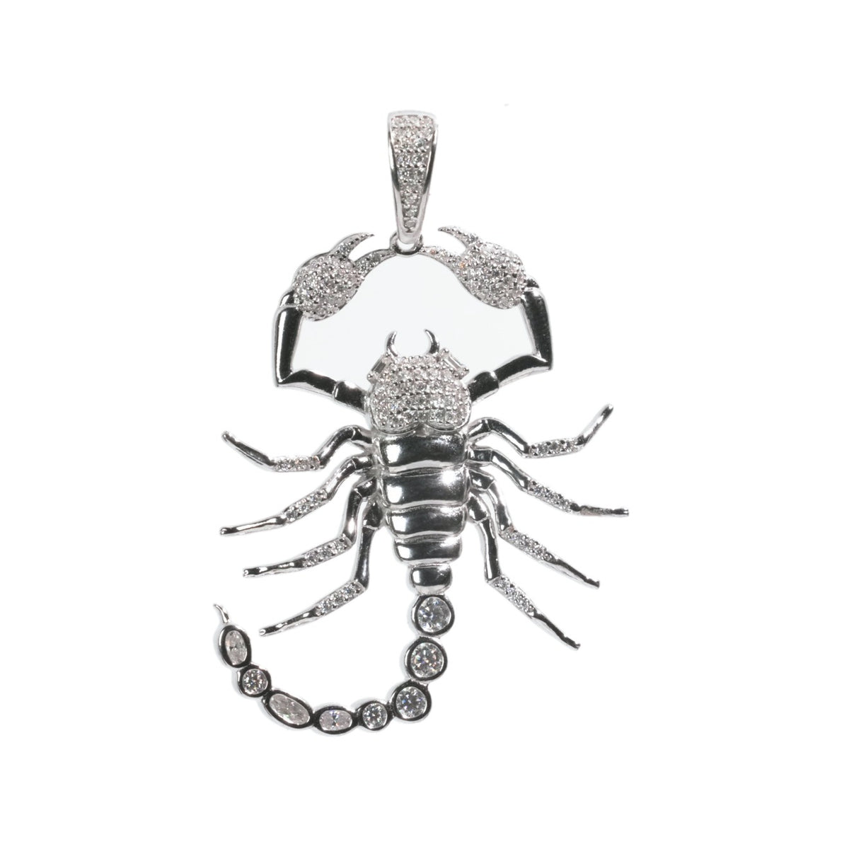 925 Sterling Silver Scorpion Moissanite Statement Pendant 3 Carats