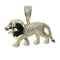 Iced Out Moissanite Lion Pendant in 14K Gold Over Silver, 3.35ct Stones