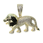 Iced Out Moissanite Lion Pendant in 14K Gold Over Silver, 3.35ct Stones