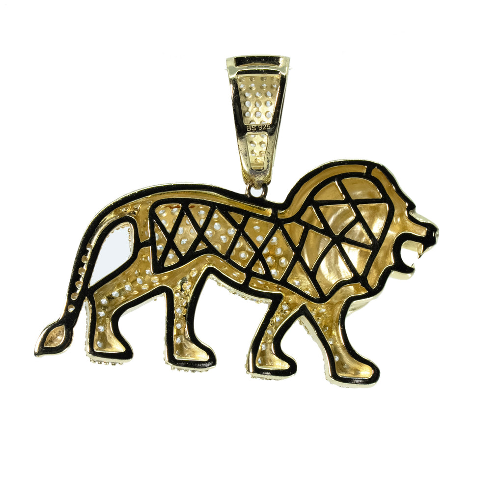 Iced Out Moissanite Lion Pendant in 14K Gold Over Silver, 3.35ct Stones (2)