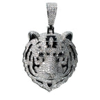 Pavé Moissanite Tiger Head Pendant in 925 Sterling Silver 4.2ct