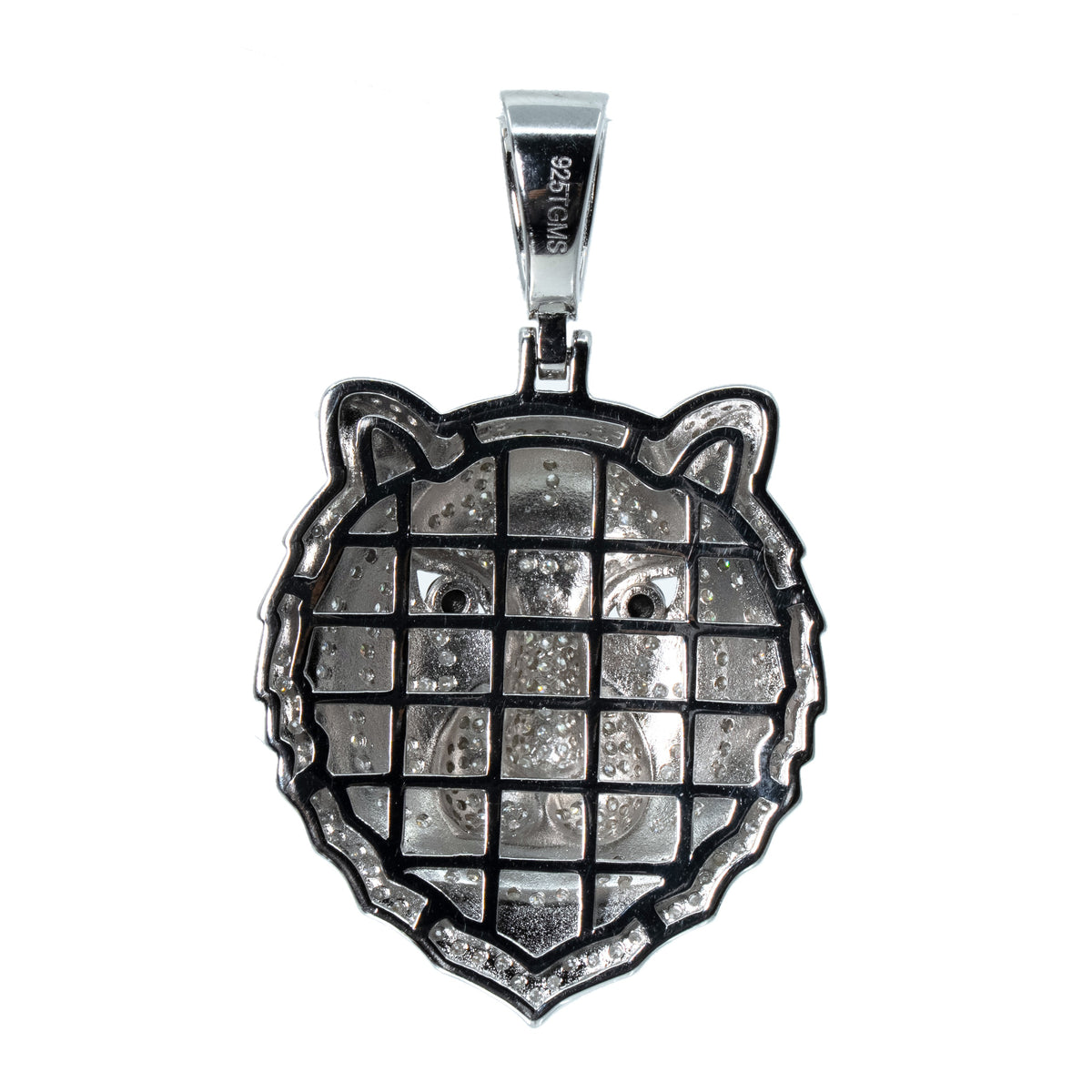 Pavé Moissanite Tiger Head Pendant in 925 Sterling Silver 4.2ct (2)