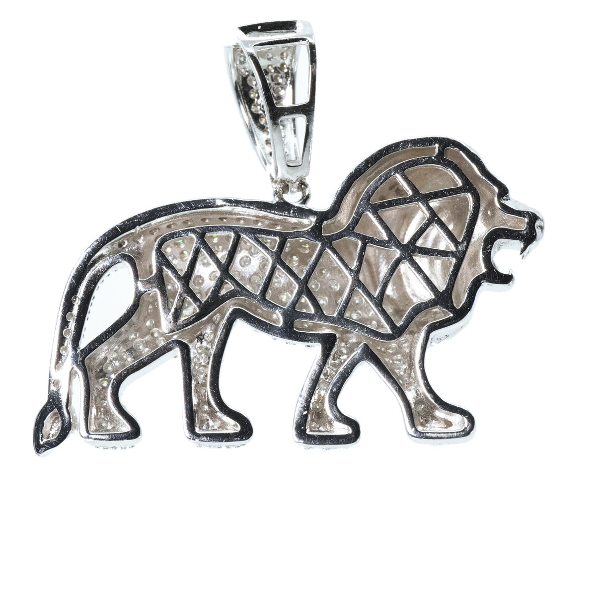 Sterling Silver Pavé Lion Pendant with Moissanite (2)