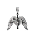 925 Sterling Silver Moissanite Angel Wing Heart Crucifix Pendant 8ct