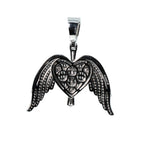 925 Sterling Silver Moissanite Angel Wing Heart Crucifix Pendant 8ct (2)