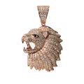 Iced Out Lion Head Pendant in 14K Rose Gold with 4.2ct Moissanite