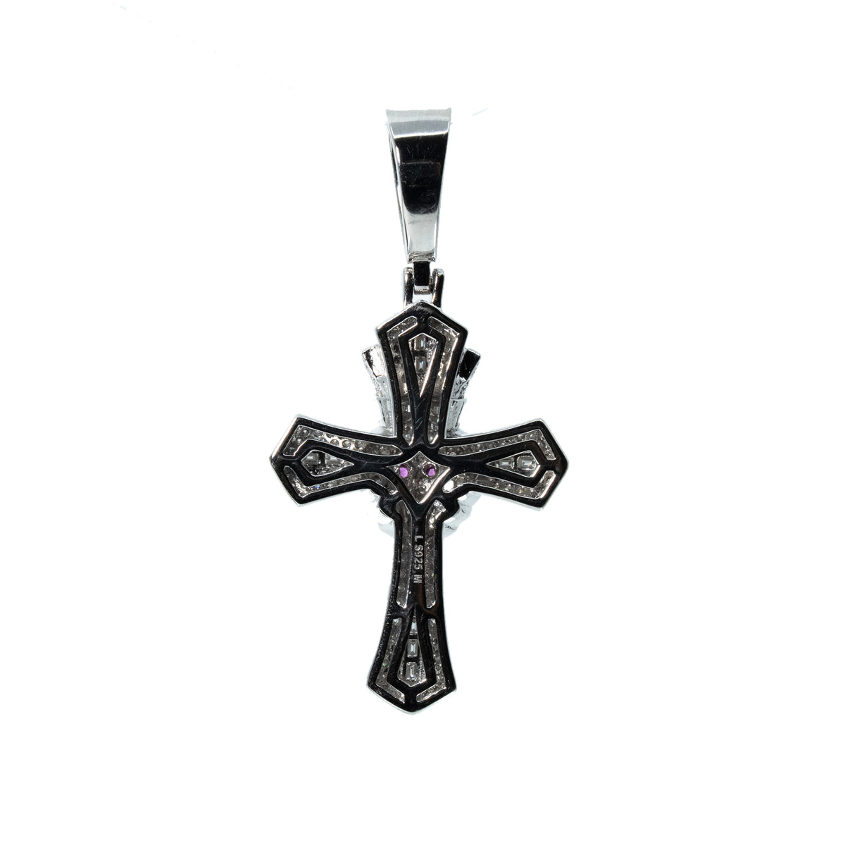 Crowned Lion Head Moissanite Cross Pendant in 925 Sterling Silver 8ct (2)