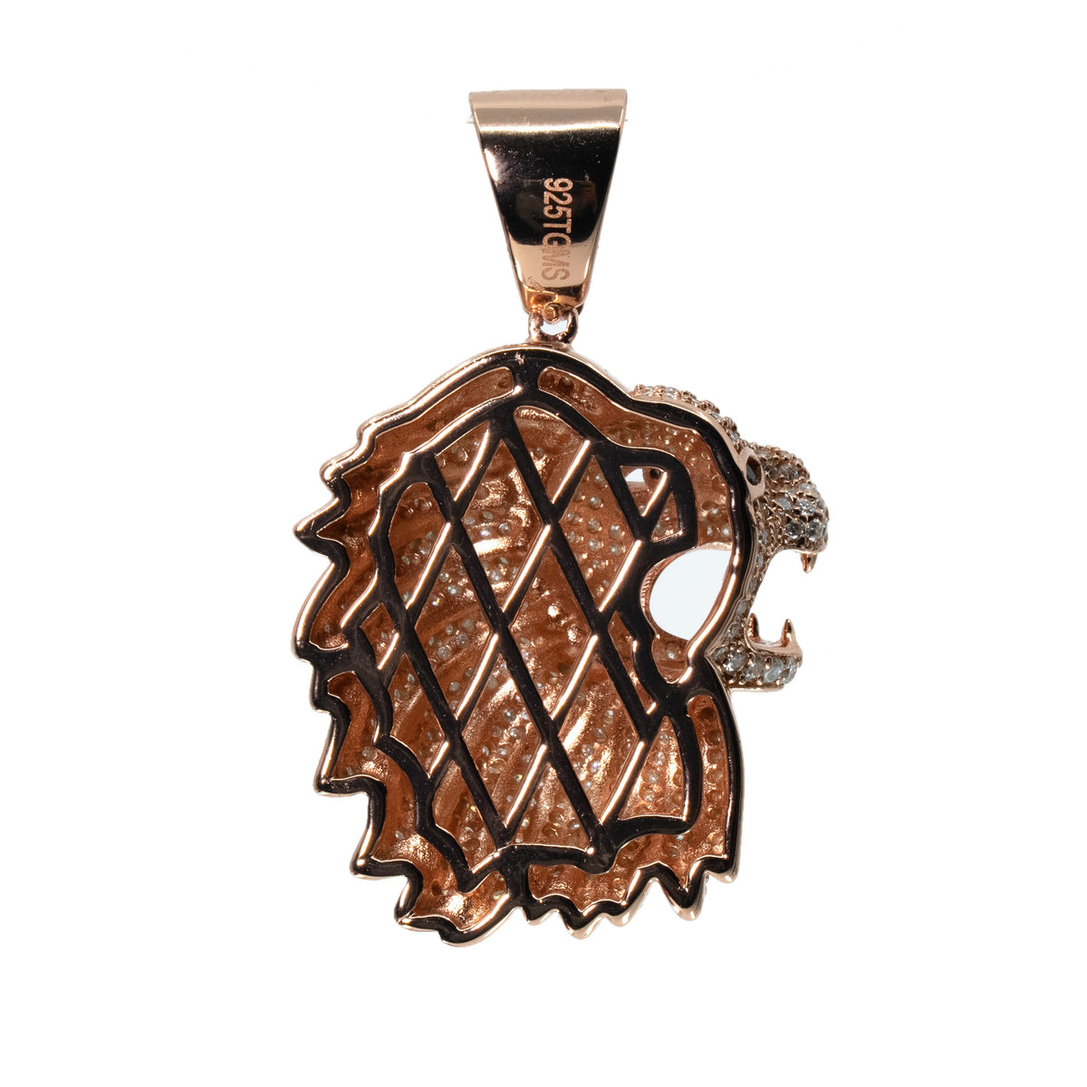 Iced Out Lion Head Pendant in 14K Rose Gold with 4.2ct Moissanite (2)