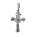 Crowned Lion Head Moissanite Cross Pendant in 925 Sterling Silver 8ct