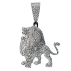 925 Sterling Silver Pavé Moissanite Majestic Lion Head Pendant 2.5ct