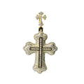 14K Gold Over Silver Moissanite Pave Double Cross Pendant 8ct