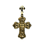 14K Gold Over Silver Moissanite Pave Double Cross Pendant 8ct (2)