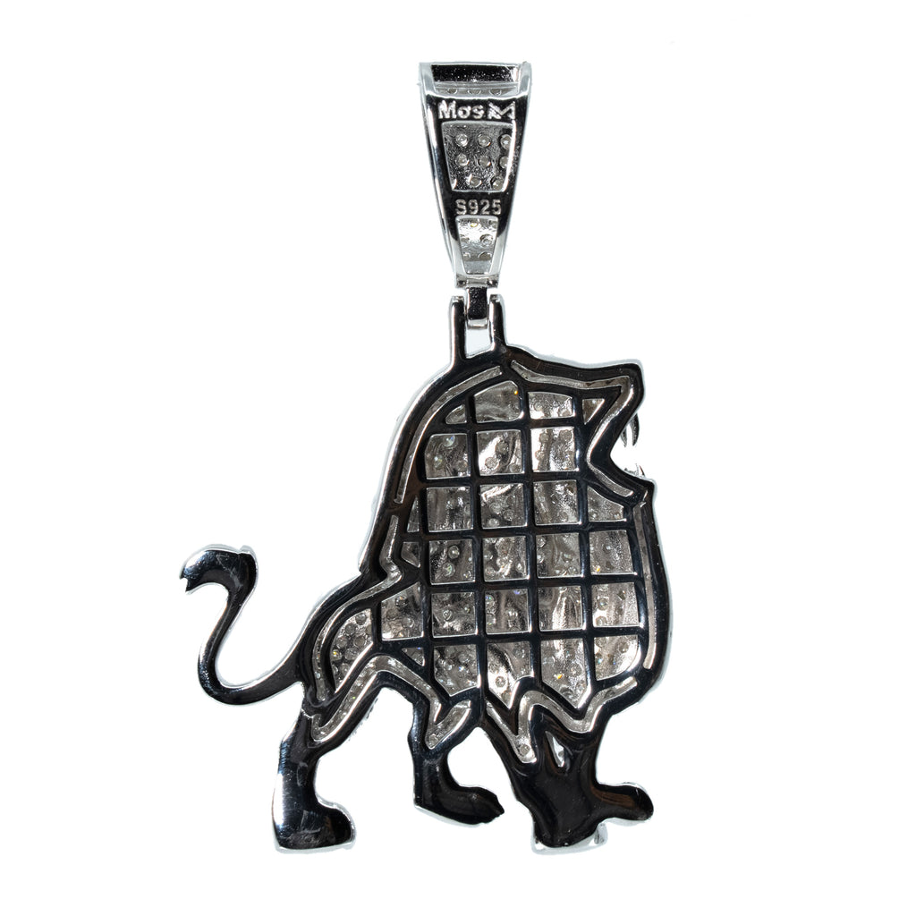 925 Sterling Silver Pavé Moissanite Majestic Lion Head Pendant 2.5ct (2)