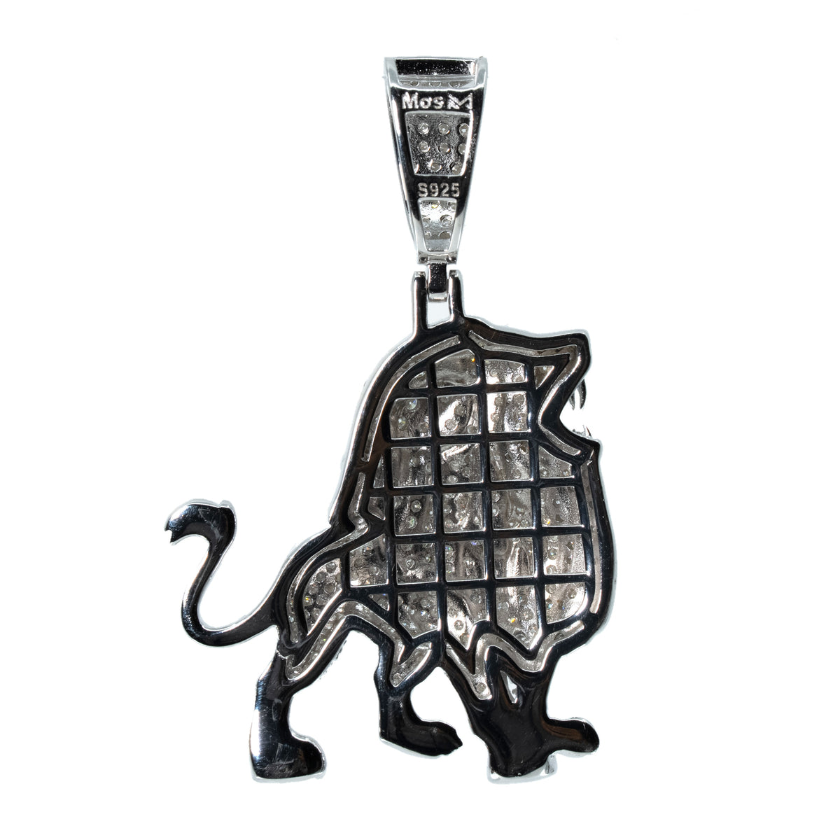 925 Sterling Silver Pavé Moissanite Majestic Lion Head Pendant 2.5ct (2)
