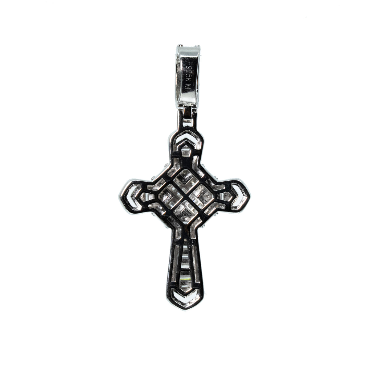 Baguette Moissanite Cross Pendant in 925 Sterling Silver (2)