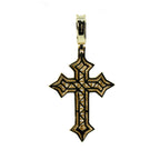 14K Gold Over Silver Moissanite Baguette and Pave Cross Pendant 3.21ct (2)