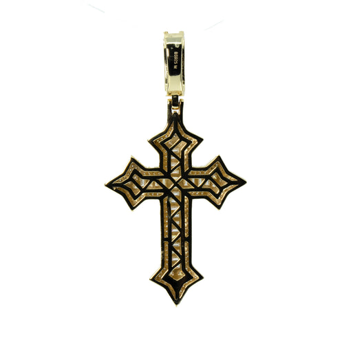14K Gold Over Silver Moissanite Baguette and Pave Cross Pendant 3.21ct (2)