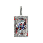 King of Diamonds Iced Out Playing Card Pendant in Silver with Moissanite