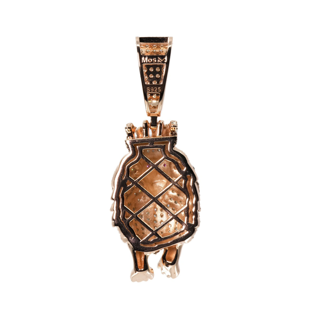 14K Rose Gold Lion Pendant with Moissanite Pavé and Ruby Eyes 1.9ct (2)