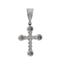 Men’s 925 Sterling Silver Moissanite Cross Pendant with Pave and Bezel Set Circles 2.19ct