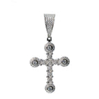 Men’s 925 Sterling Silver Moissanite Cross Pendant with Pave and Bezel Set Circles 2.19ct