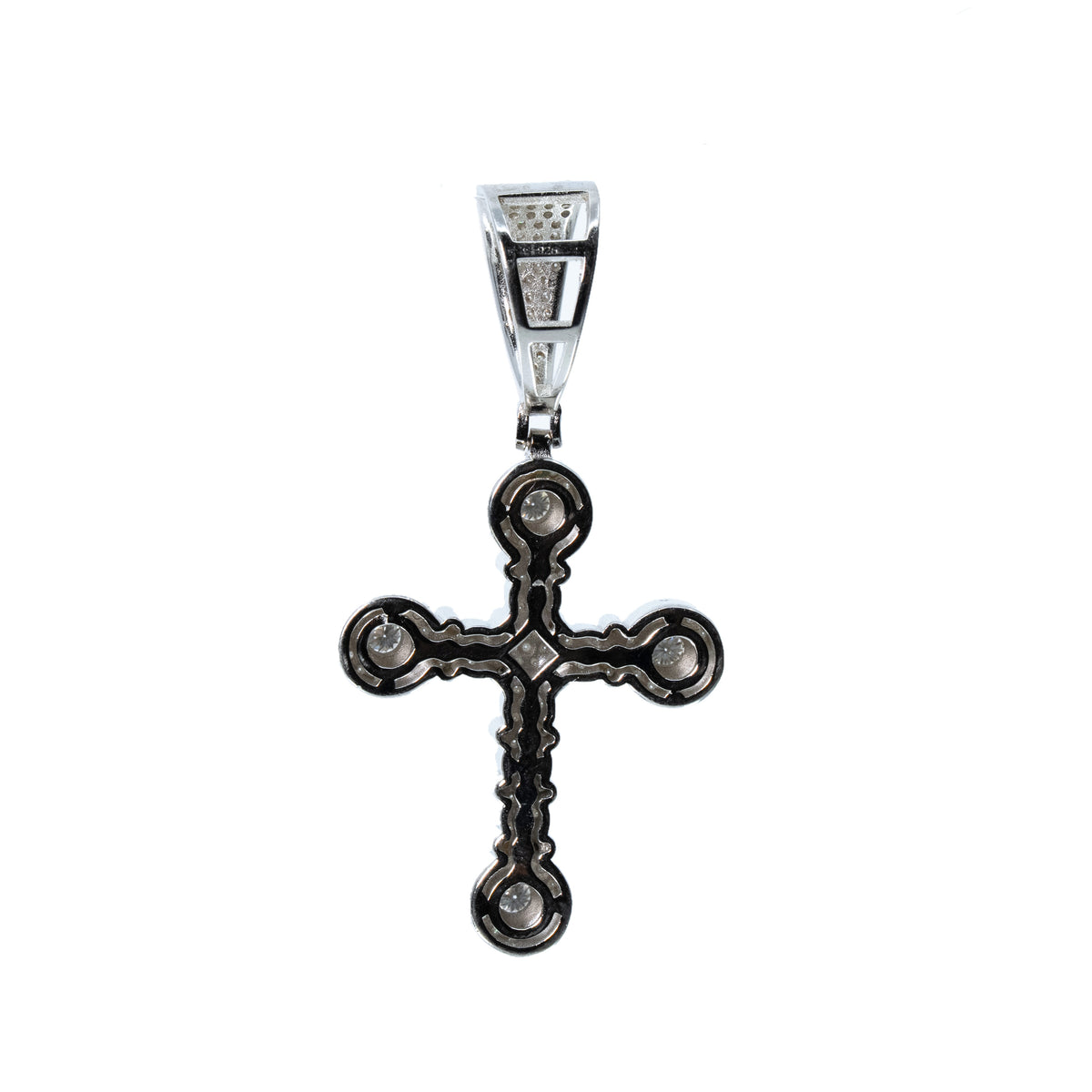 Men’s 925 Sterling Silver Moissanite Cross Pendant with Pave and Bezel Set Circles 2.19ct (2)