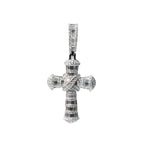 Baguette Moissanite Cross Pendant with Pave Accents in 925 Sterling Silver 3.59ct