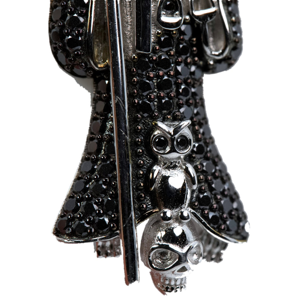 Sterling Silver Grim Reaper Pendant with Black Moissanite Pavé Robe and Scythe, 1.8in, 2.5ct (3)