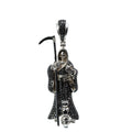Sterling Silver Grim Reaper Pendant with Black Moissanite Pavé Robe and Scythe, 1.8in, 2.5ct