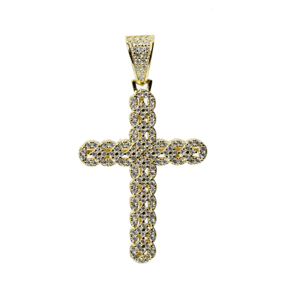 Lattice Cross 925 Sterling Silver Moissanite Pendant 3.5ct