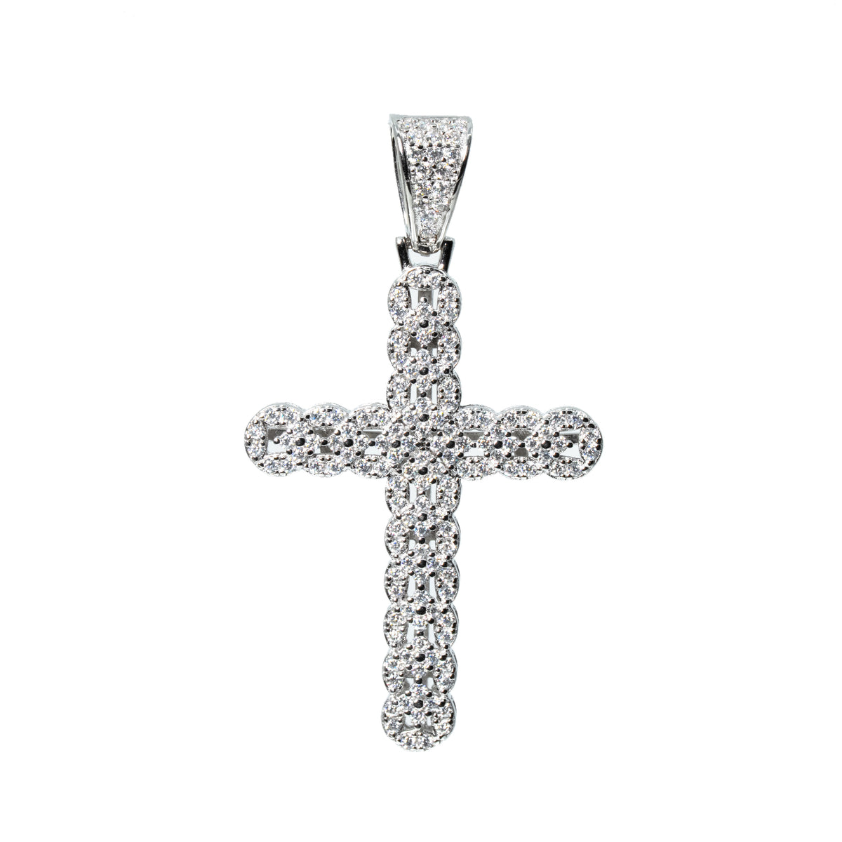Iced Out Moissanite Pave Cross 925 Sterling Silver Pendant 3.5ct