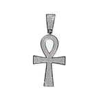 Iced Out Ankh Cross 925 Silver Pendant with 2ct Moissanite