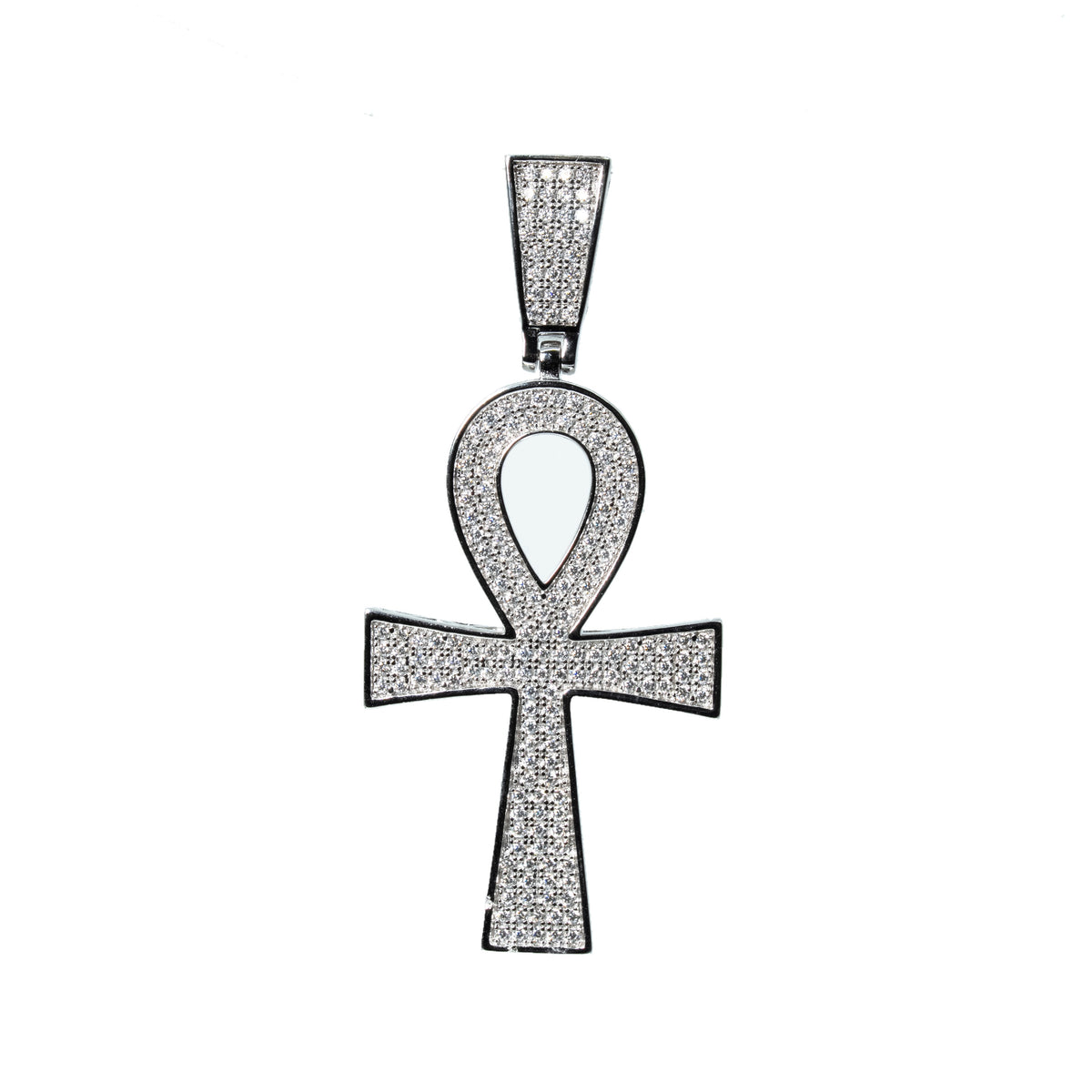 Iced Out Ankh Cross 925 Silver Pendant with 2ct Moissanite
