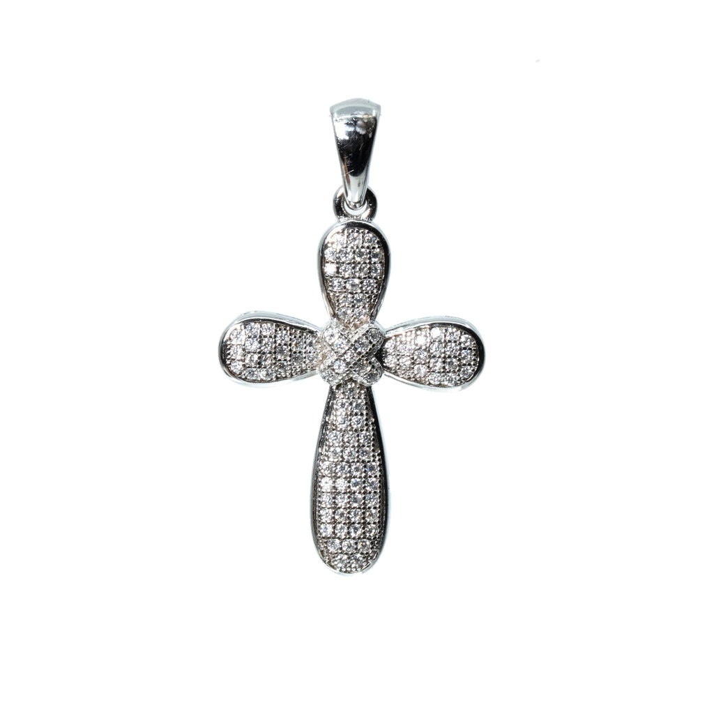 Pave Moissanite Cluster Cross Pendant in 925 Sterling Silver