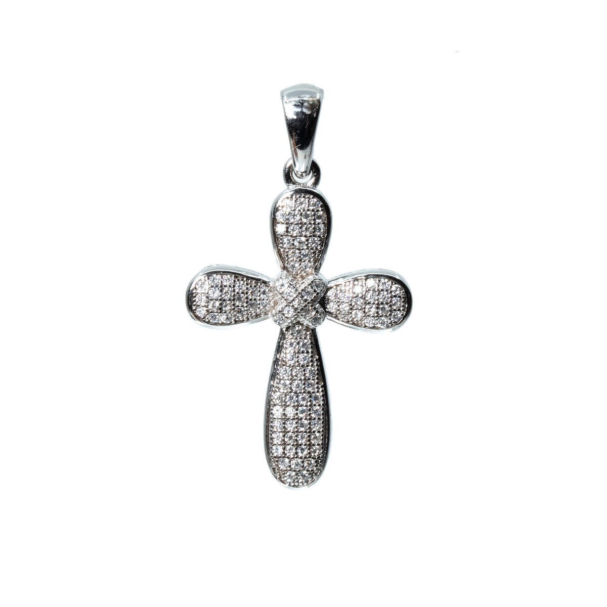Pave Moissanite Cluster Cross Pendant in 925 Sterling Silver
