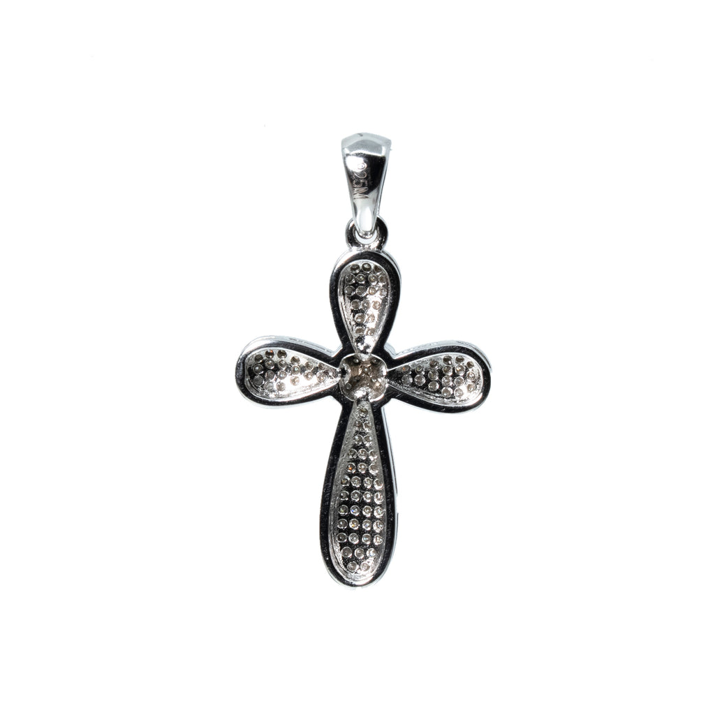Pave Moissanite Cluster Cross Pendant in 925 Sterling Silver (2)