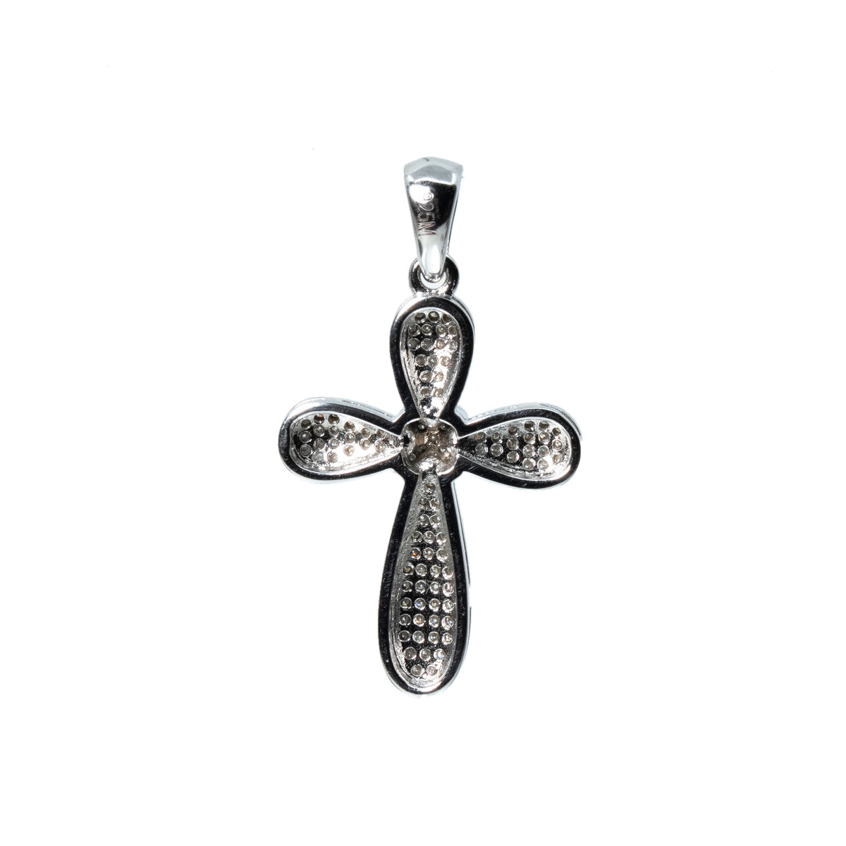 Pave Moissanite Cluster Cross Pendant in 925 Sterling Silver (2)