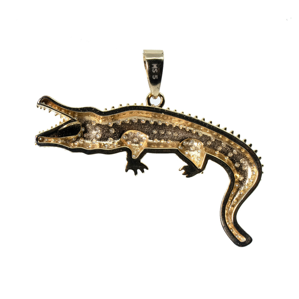18K Gold Vermeil Moissanite Pave Crocodile Pendant (2)