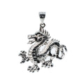 Textured 925 Sterling Silver Ornate Dragon Motif Pendant