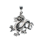 Textured 925 Sterling Silver Ornate Dragon Motif Pendant