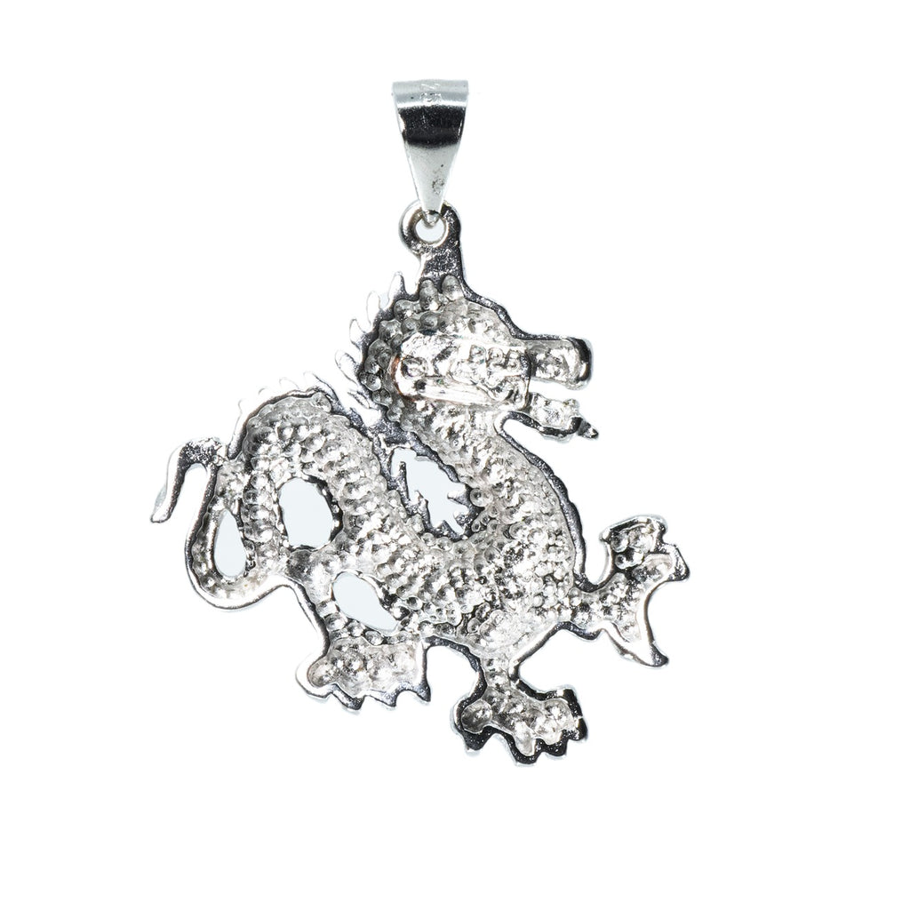 Textured 925 Sterling Silver Ornate Dragon Motif Pendant (2)
