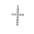 925 Sterling Silver Moissanite Pave Cluster Cross Pendant 1.5ct