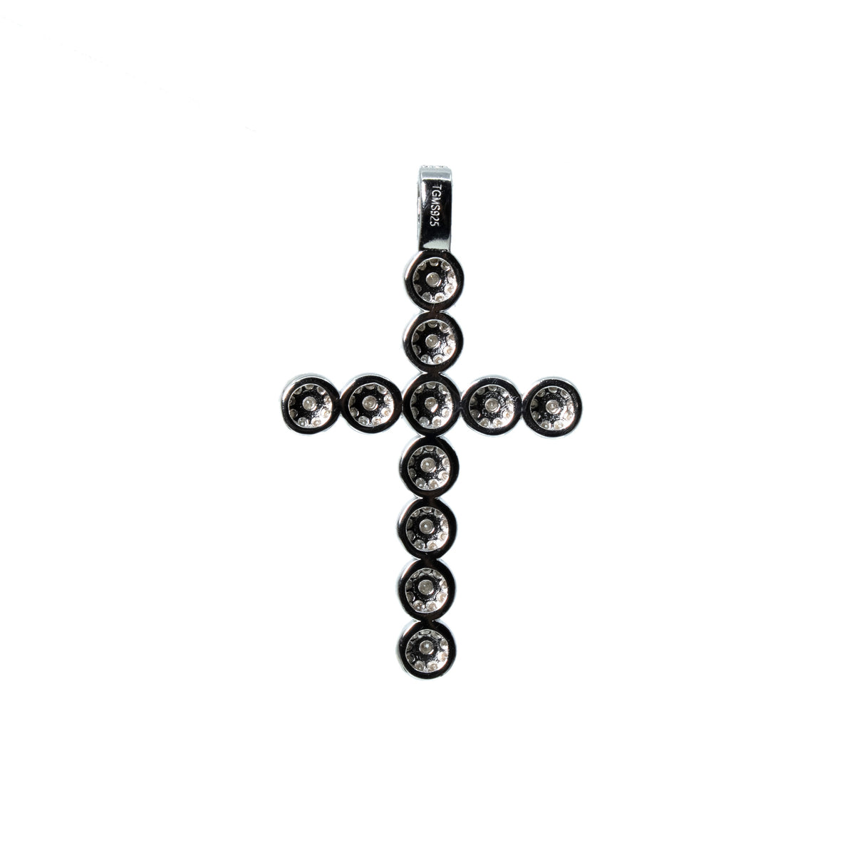 925 Sterling Silver Moissanite Pave Cluster Cross Pendant 1.5ct (2)