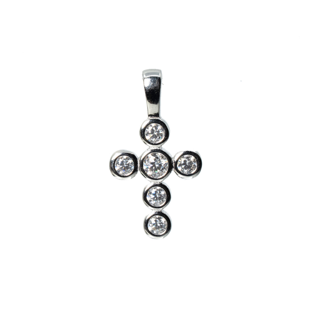 Bezel Set Moissanite Cross Pendant in 925 Sterling Silver 0.50ct